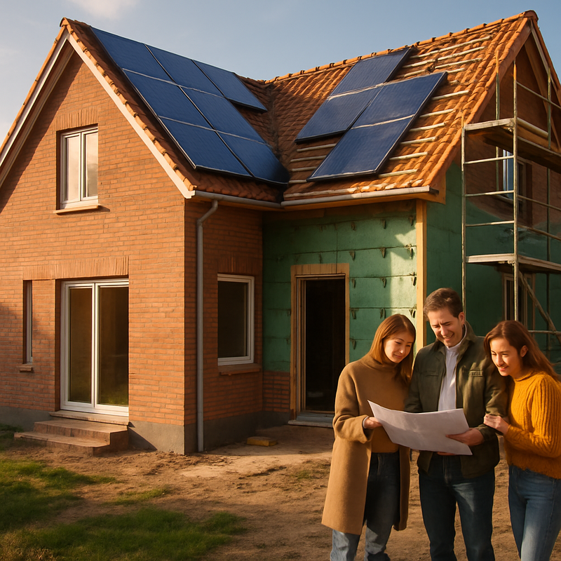Modern Nederlands huis met duurzame renovatie en een gezin dat plannen bespreekt
