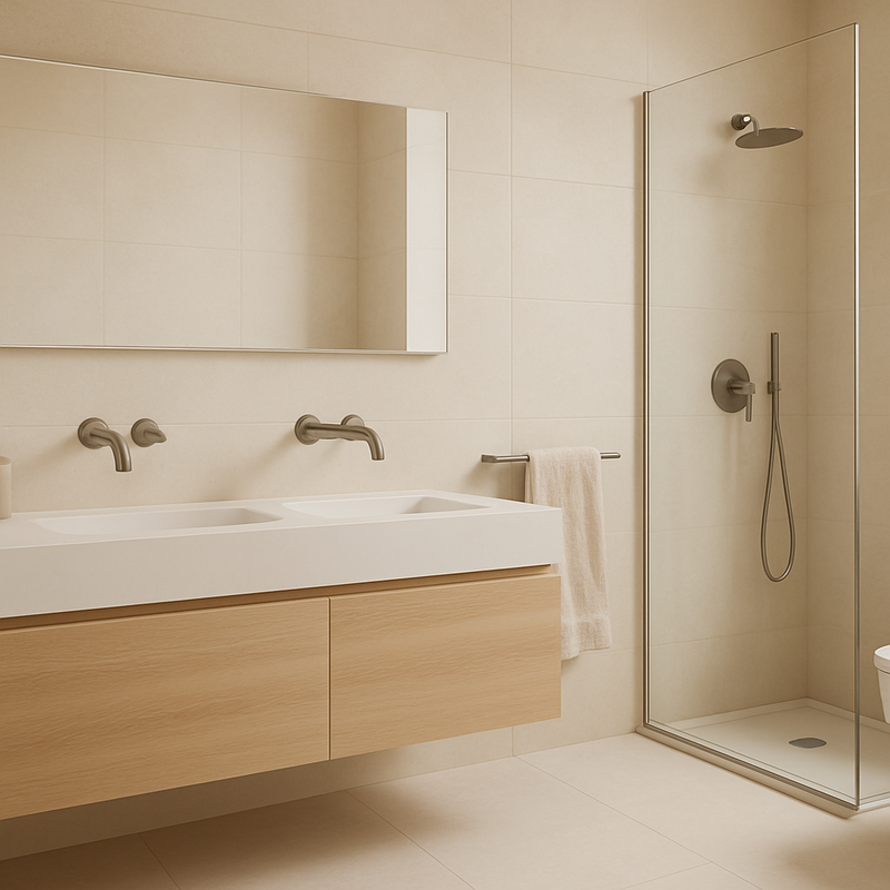 Minimalistisch en duurzaam sanitair interieur met touchless technologie