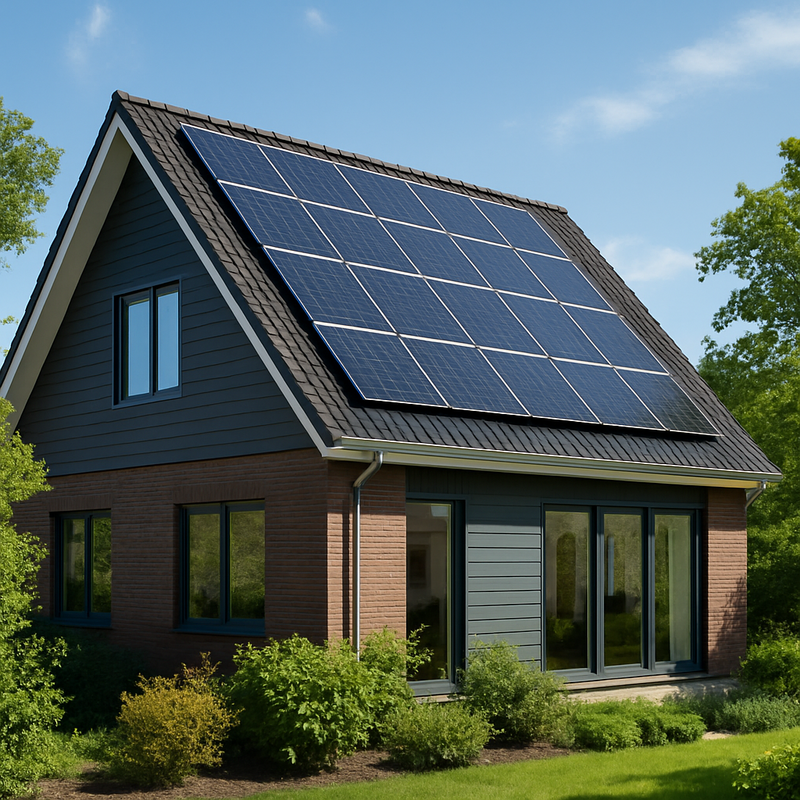 Moderne Nederlandse woning met zonnepanelen en duurzame isolatie